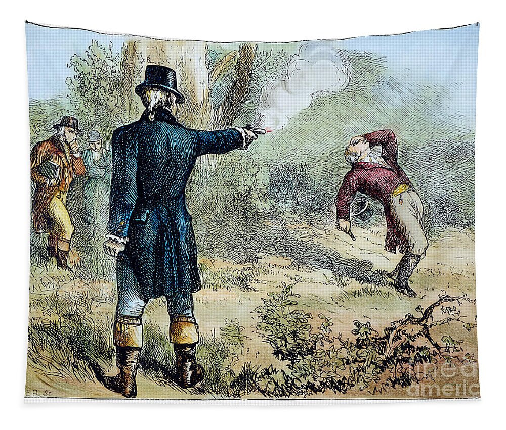 1804 Tapestry featuring the drawing Hamilton-burr Duel, 1804 by Granger