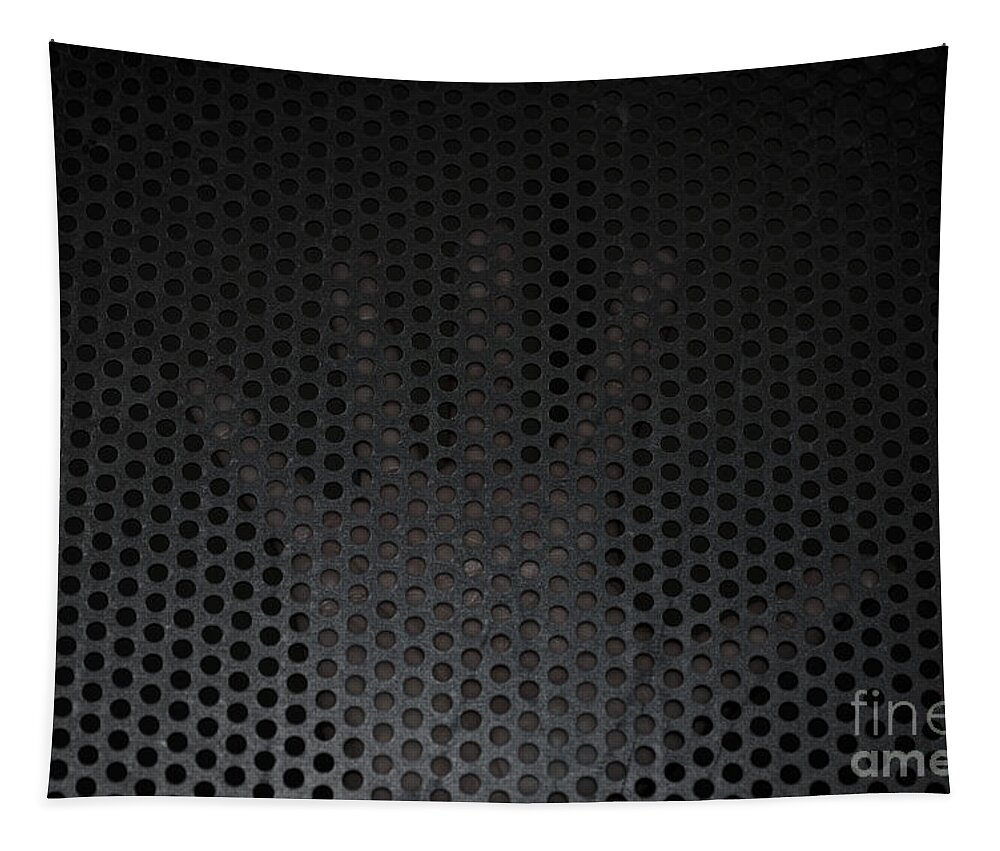 Metal Grating Tapestry featuring the photograph Hand on metal grating by Mats Silvan