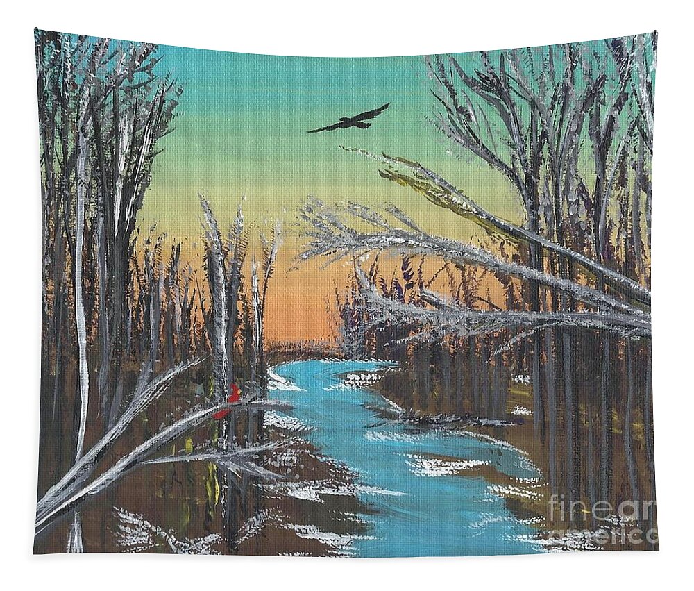 Landscape Tapestry featuring the painting Happy Day by Alys Caviness-Gober