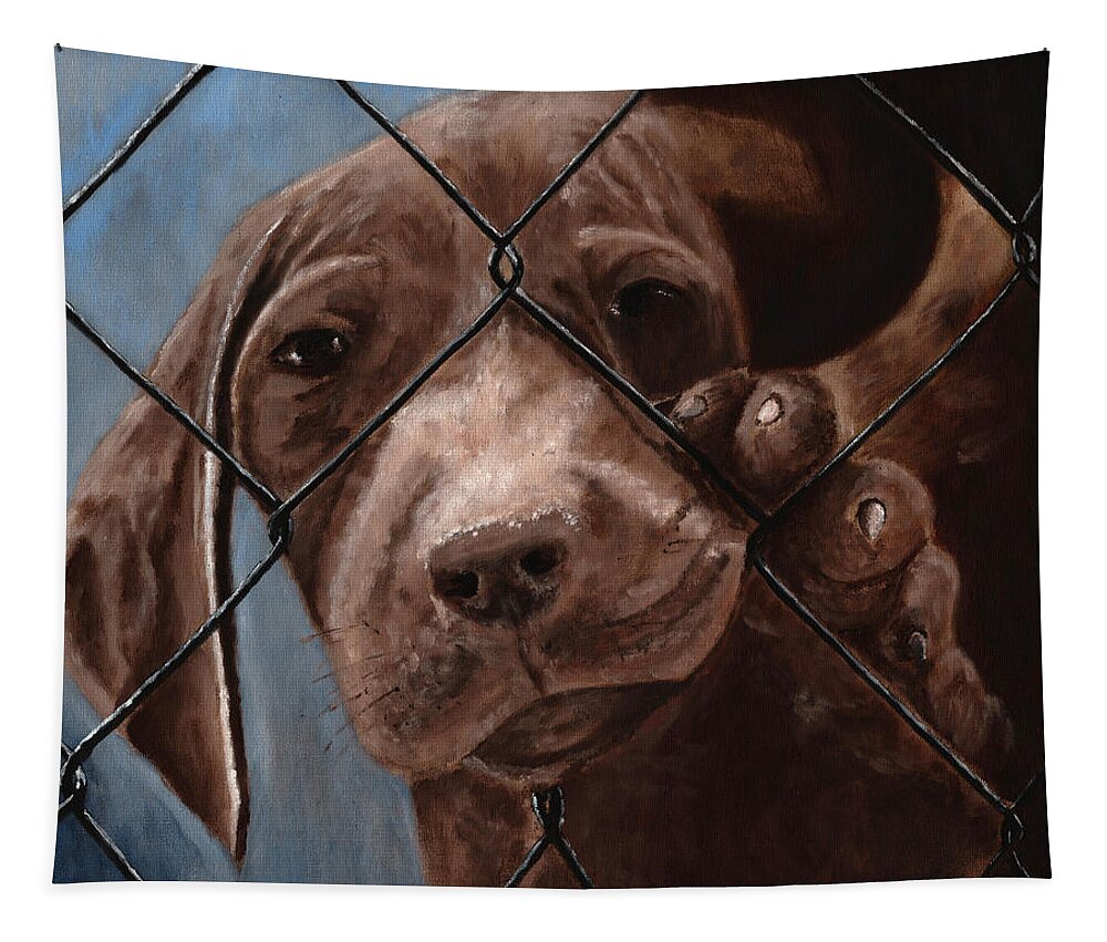Pet Tapestry featuring the painting Help Release Me I by Vic Ritchey