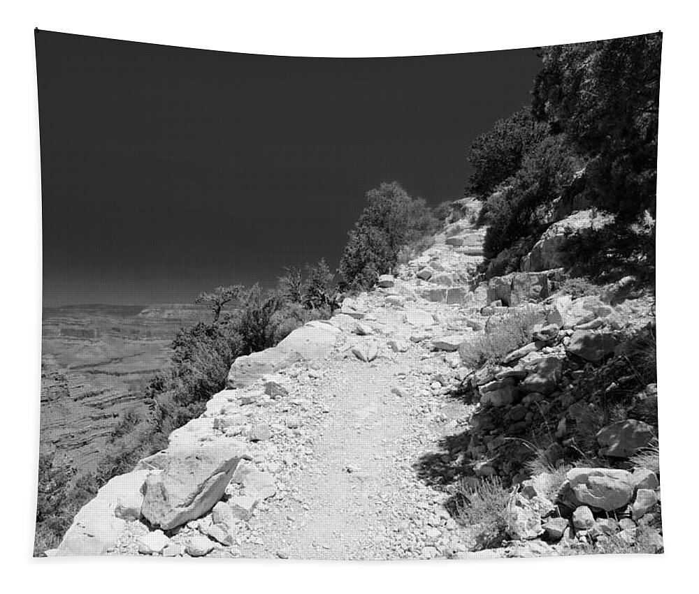 Hermit's Rest Tapestry featuring the photograph Hermit's Rest Trail BW I by Julie Niemela