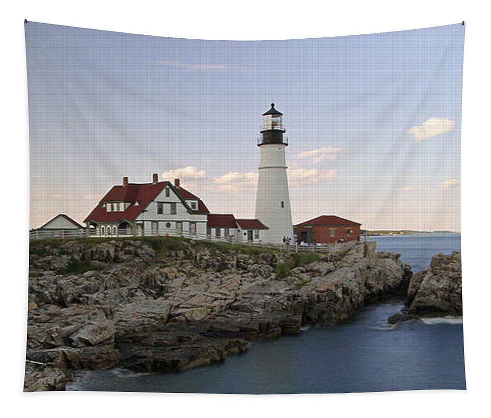 Portland Head Light Tapestry featuring the photograph Historic Portland Head Light by Juergen Roth