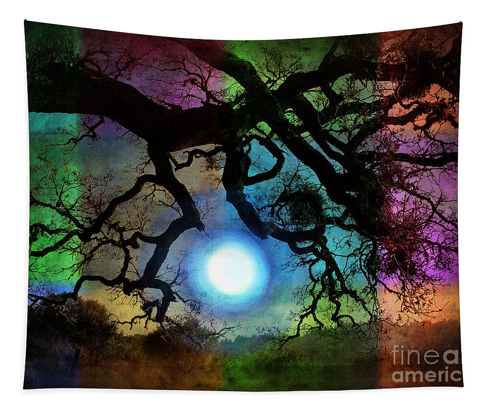 Surreal Tapestry featuring the photograph Holding the Moon by Laura Iverson