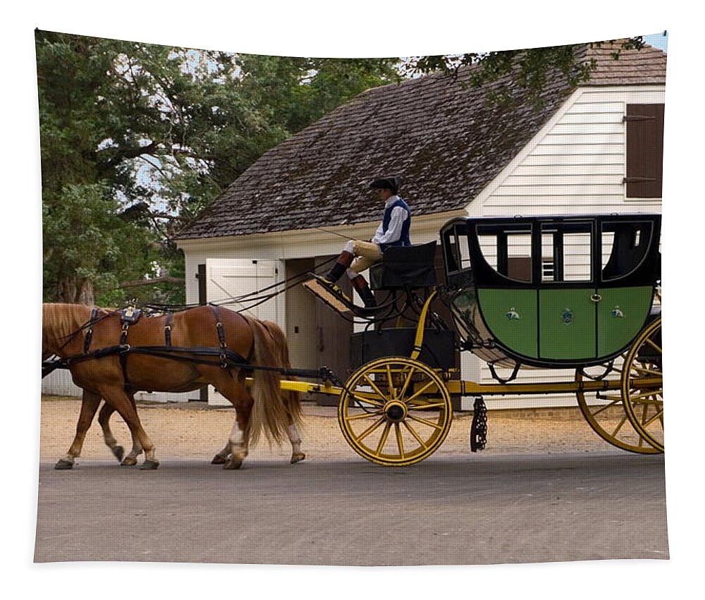 Enclosed Horse-drawn Carriage Tapestry featuring the photograph Horse-drawn Carriage by Sally Weigand