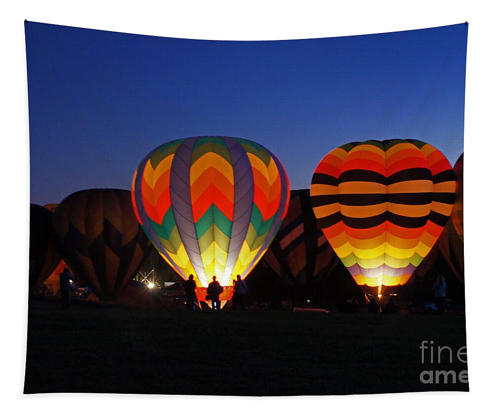 Hot Air Balloon Tapestry featuring the photograph Hot Air Balloons at Dusk by Benanne Stiens