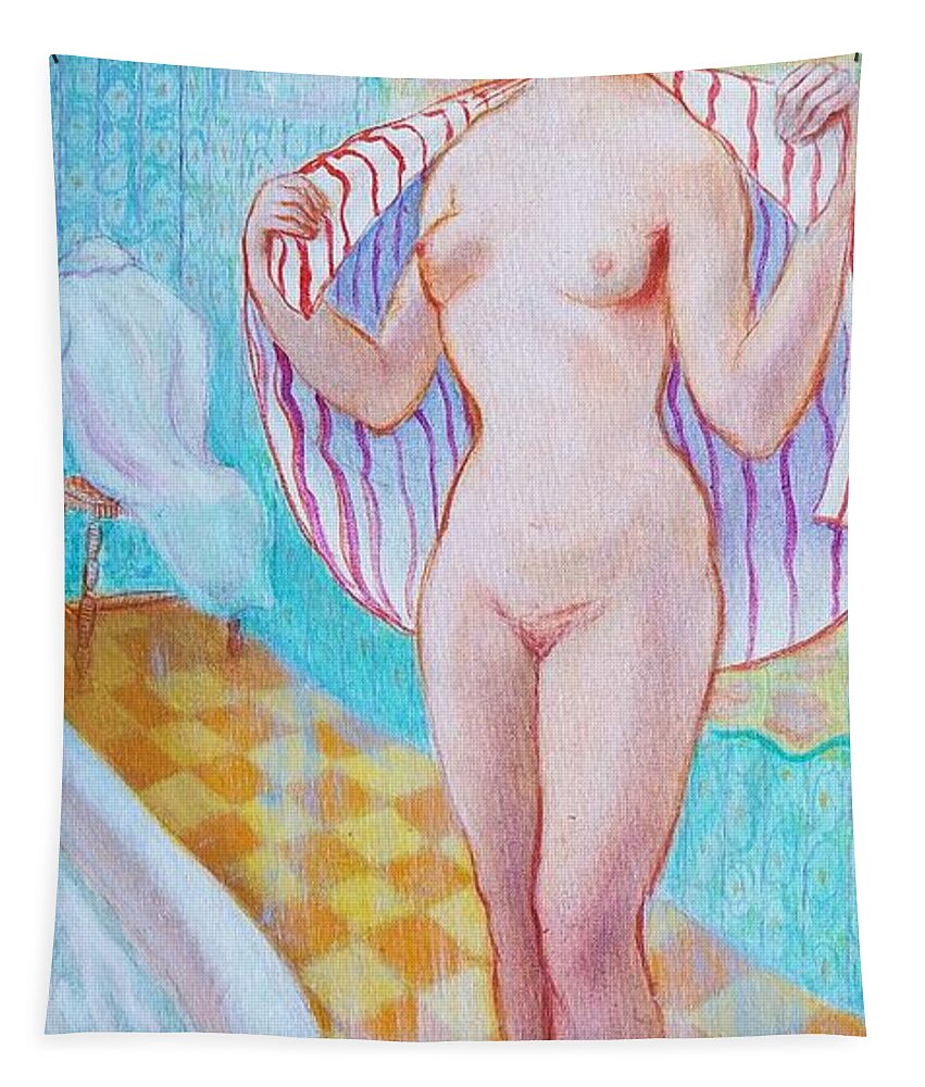 Bath Tapestry featuring the painting Hot Bath by Aileen Markowski