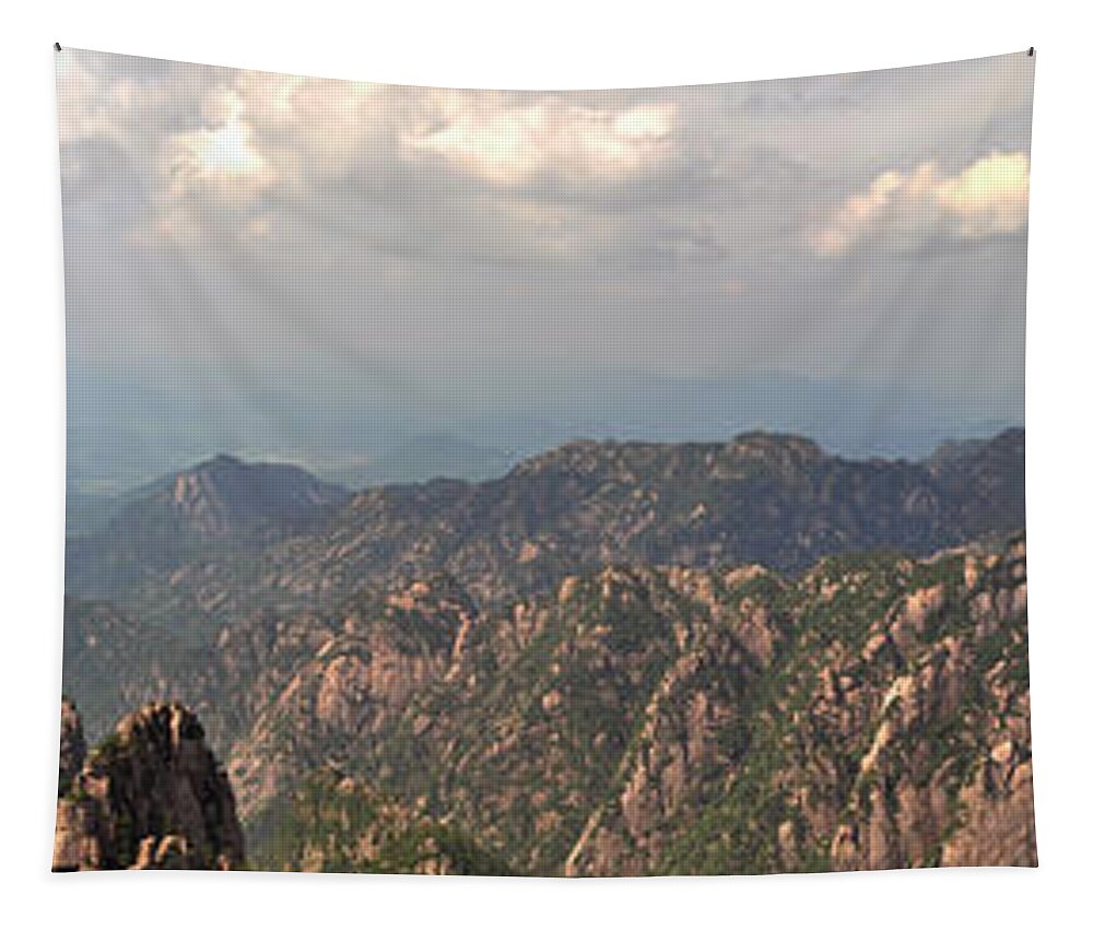China Tapestry featuring the photograph Huangshan Panorama 3 by Jason Chu