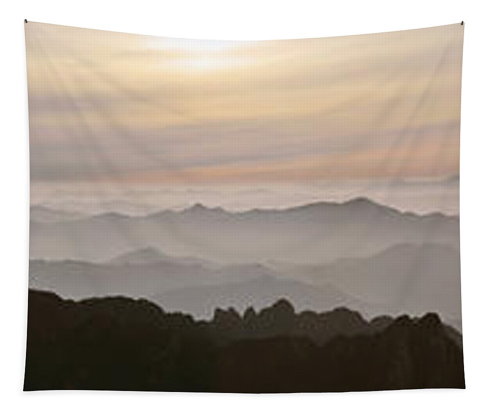 China Tapestry featuring the photograph Huangshan Sunrise Panorama 1 by Jason Chu