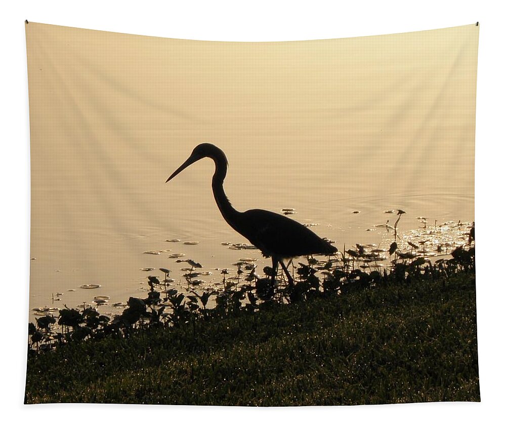 Crane Tapestry featuring the photograph Hunting At Sunset by Kim Galluzzo
