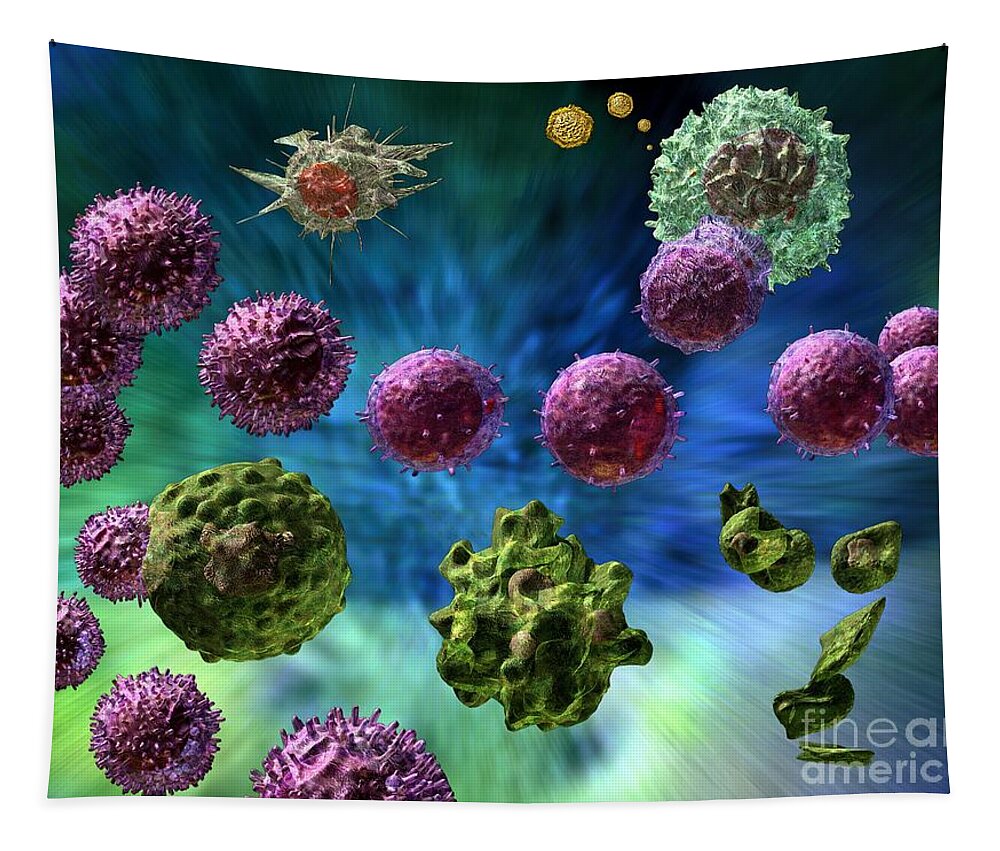 Antigens Tapestry featuring the digital art Immune Response Cytotoxic 1 by Russell Kightley