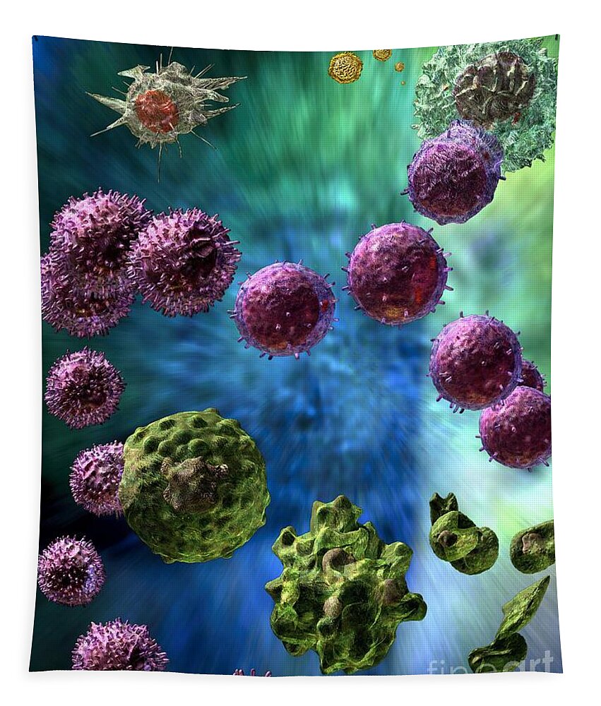 Antigens Tapestry featuring the digital art Immune Response Cytotoxic 3 by Russell Kightley