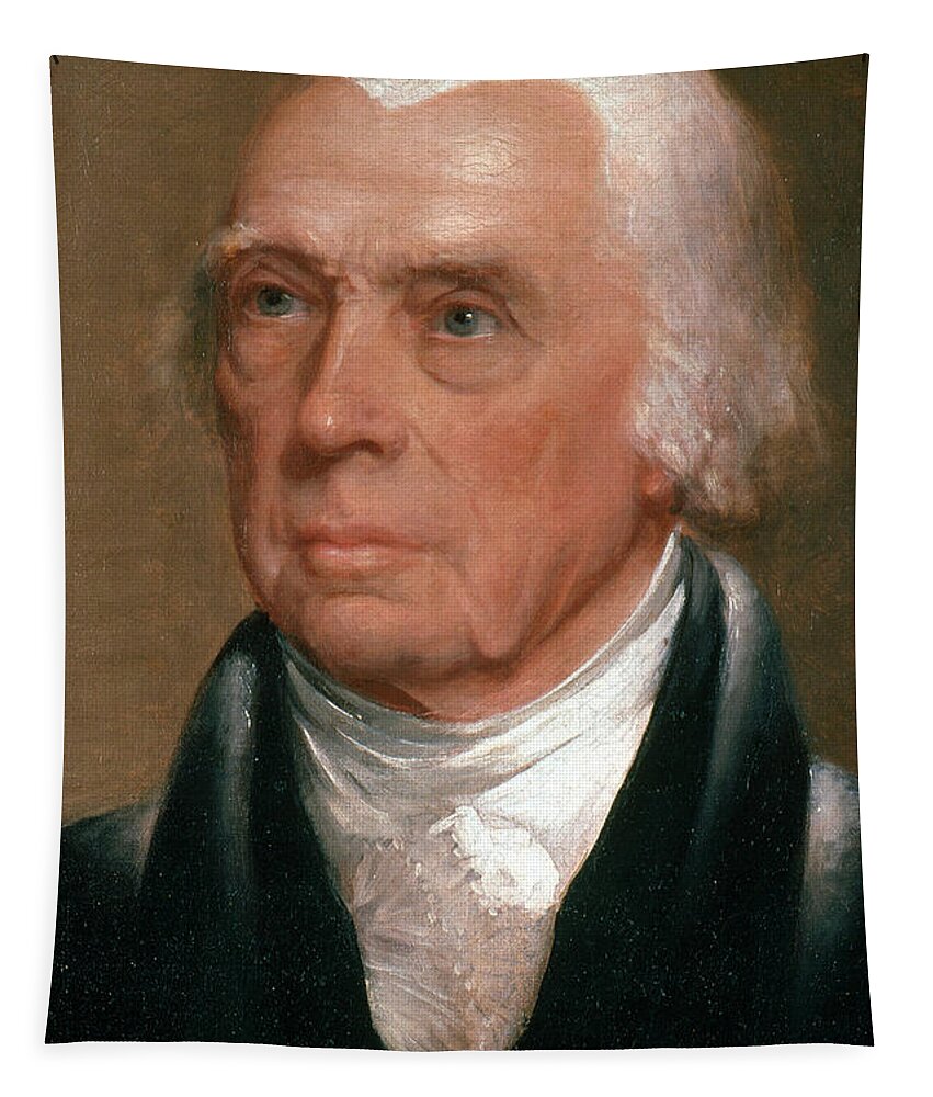 History Tapestry featuring the photograph James Madison, 4th American President by Photo Researchers