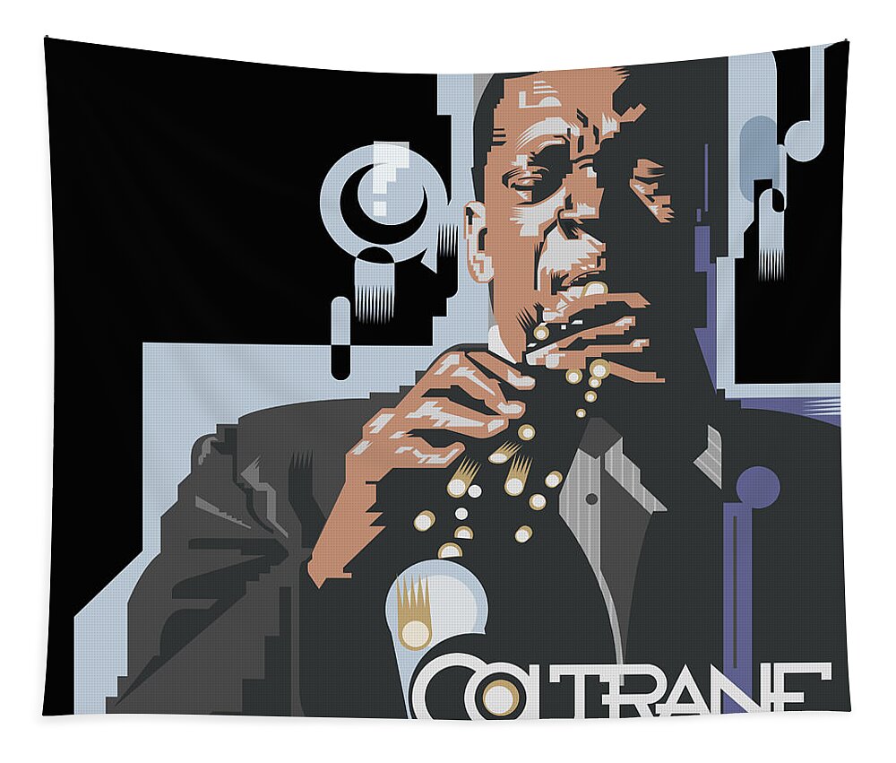 John Coltrane Tapestry featuring the digital art John Coltrane Abstract by Garth Glazier