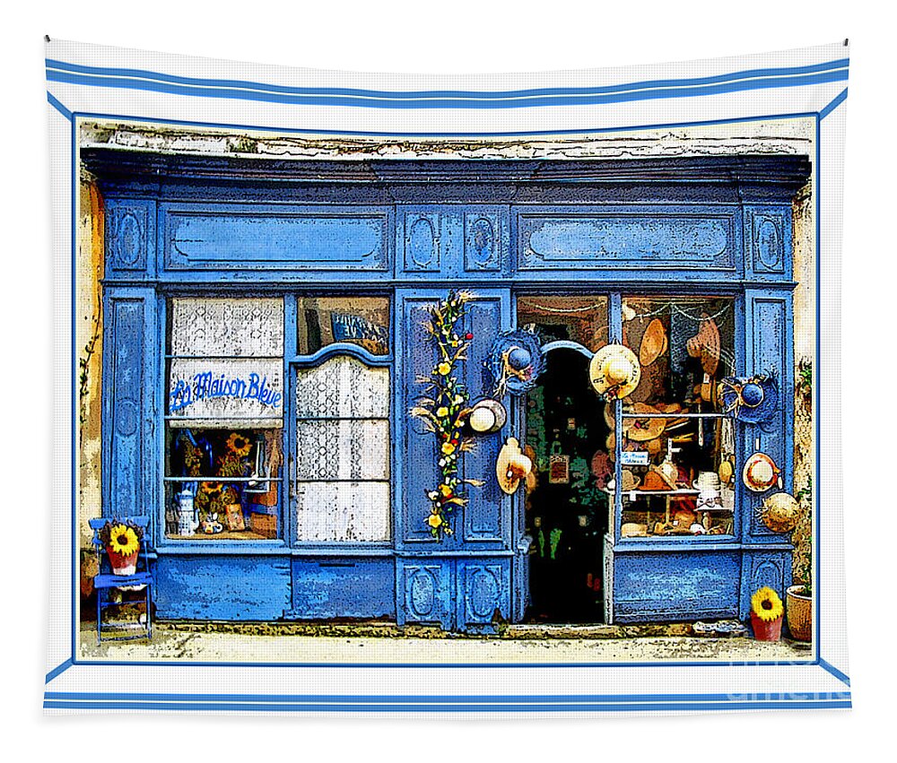 Blue Tapestry featuring the digital art La Maison Bleue.Rousillon by Jennie Breeze