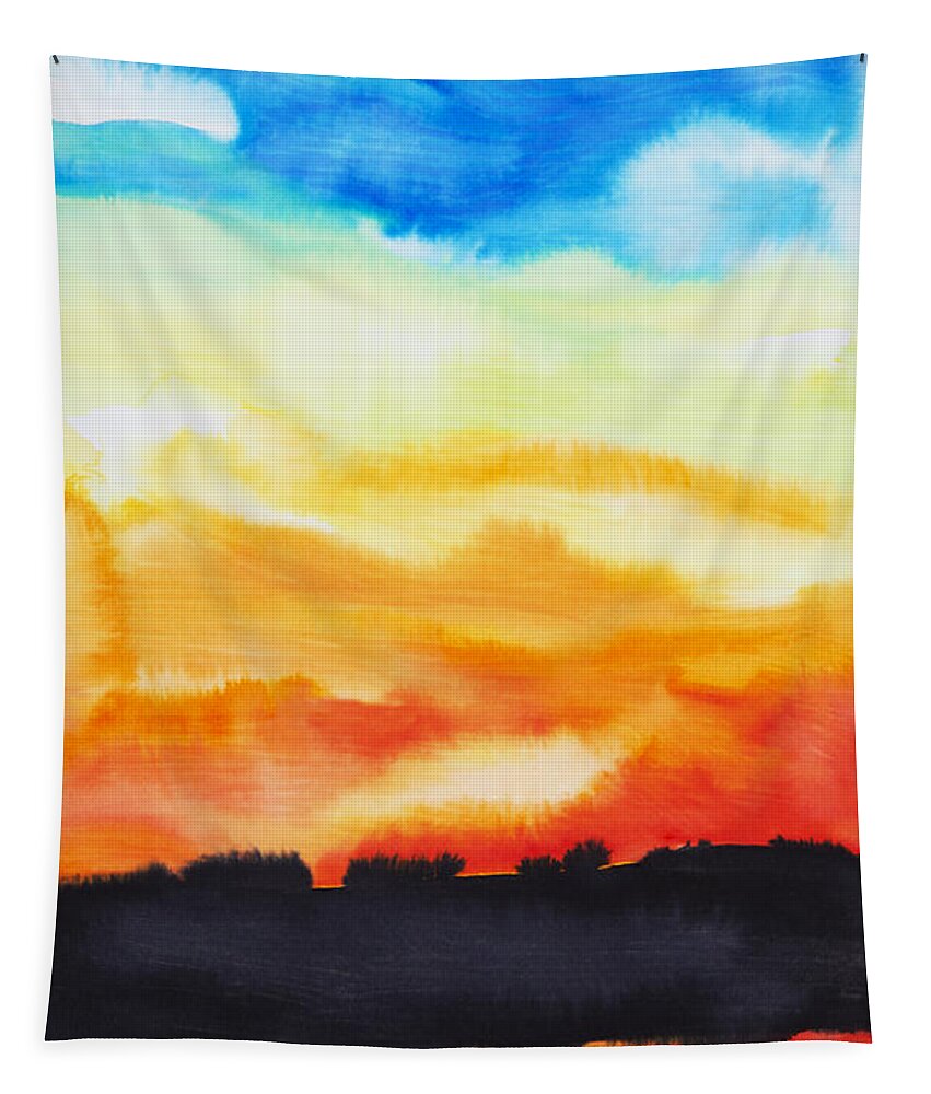 Abstract Tapestry featuring the painting Lake of Fire by Tara Thelen