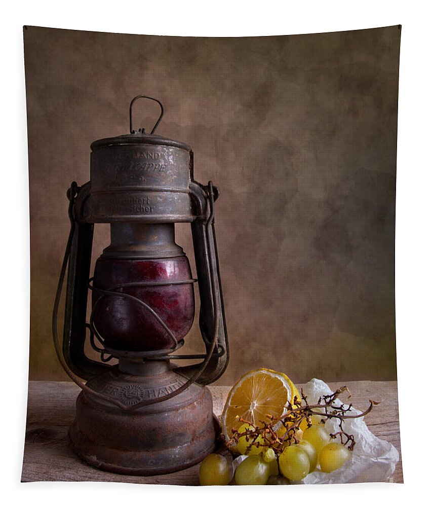 Still Tapestry featuring the photograph Lamp and Fruits by Nailia Schwarz