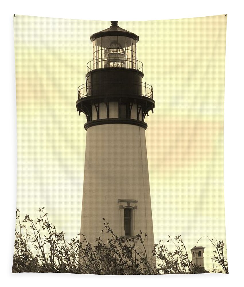 Yaquina Bay Lighthouse Tapestry featuring the photograph Lighthouse Tranquility by Athena Mckinzie