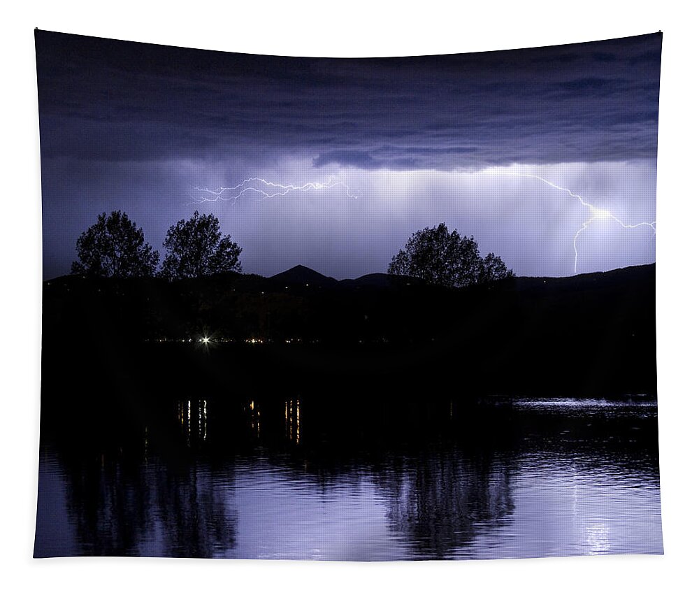 Lightning Tapestry featuring the photograph Lightning Over Coot Lake by James BO Insogna