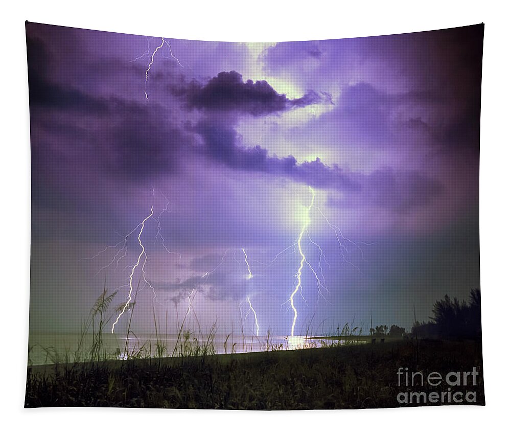 Weather Photography Tapestry featuring the photograph Lightning over Florida by Keith Kapple