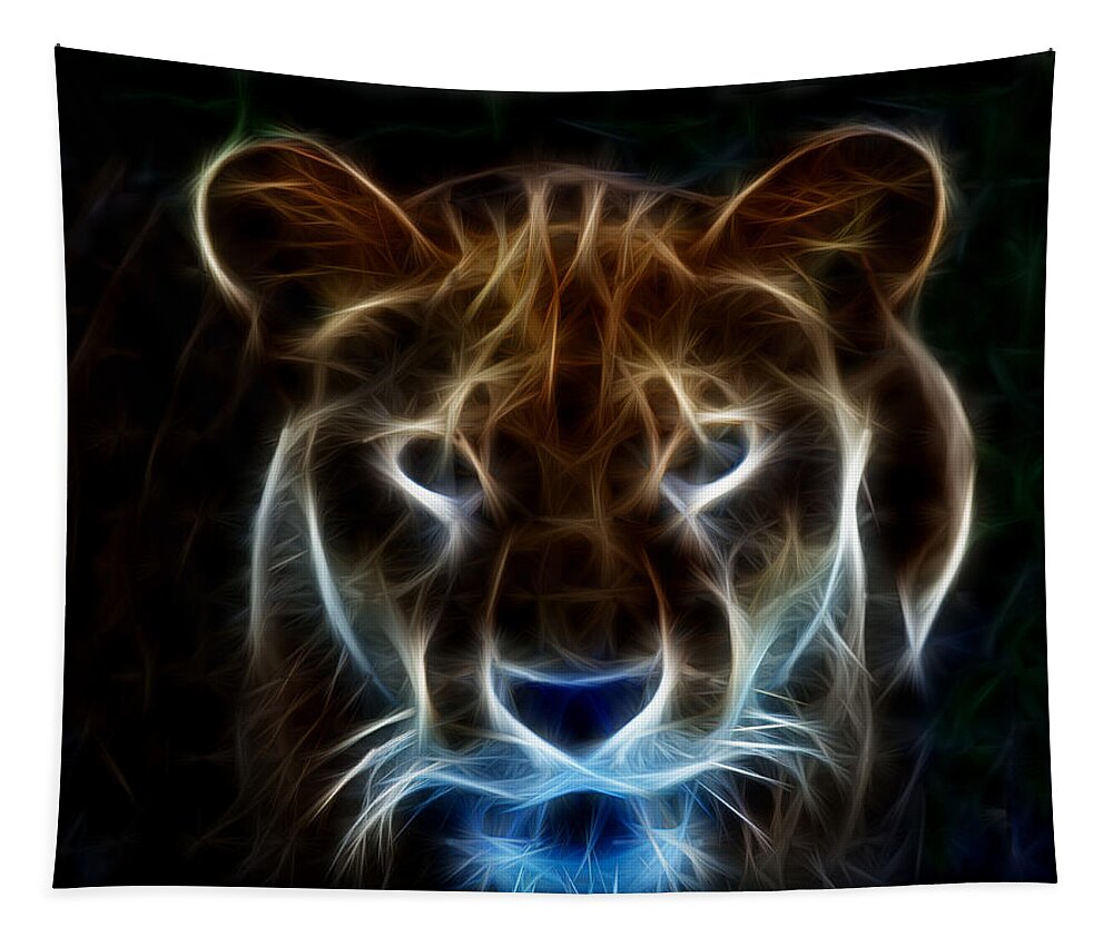 Digital Art Tapestry featuring the photograph Lioness Light Art by Maggy Marsh