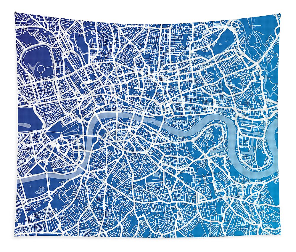 London Tapestry featuring the digital art London England Street Map by Michael Tompsett