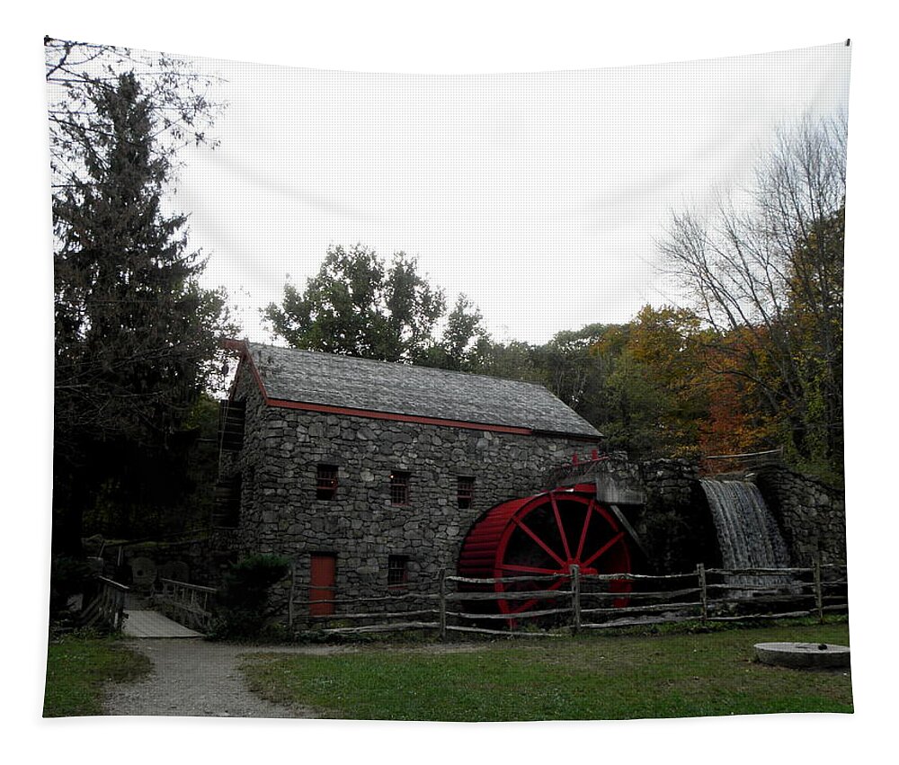 Longfellow Tapestry featuring the photograph Longfellow Grist Mill x17 by Kim Galluzzo