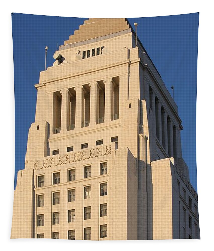 Landmark Tapestry featuring the photograph Los Angeles City Hall by Henrik Lehnerer