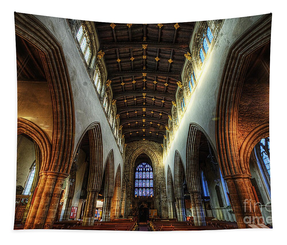 Yhun Suarez Tapestry featuring the photograph Loughborough Church Ceiling And Nave by Yhun Suarez