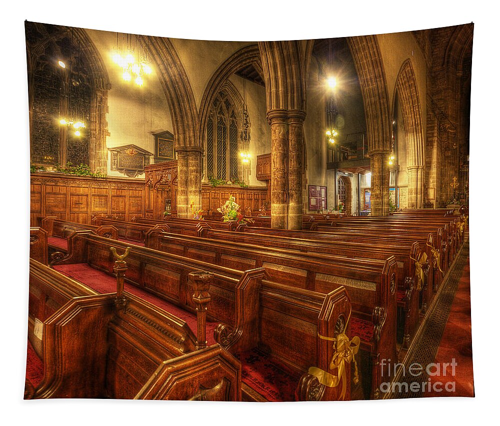 Yhun Suarez Tapestry featuring the photograph Loughborough Church Pews by Yhun Suarez