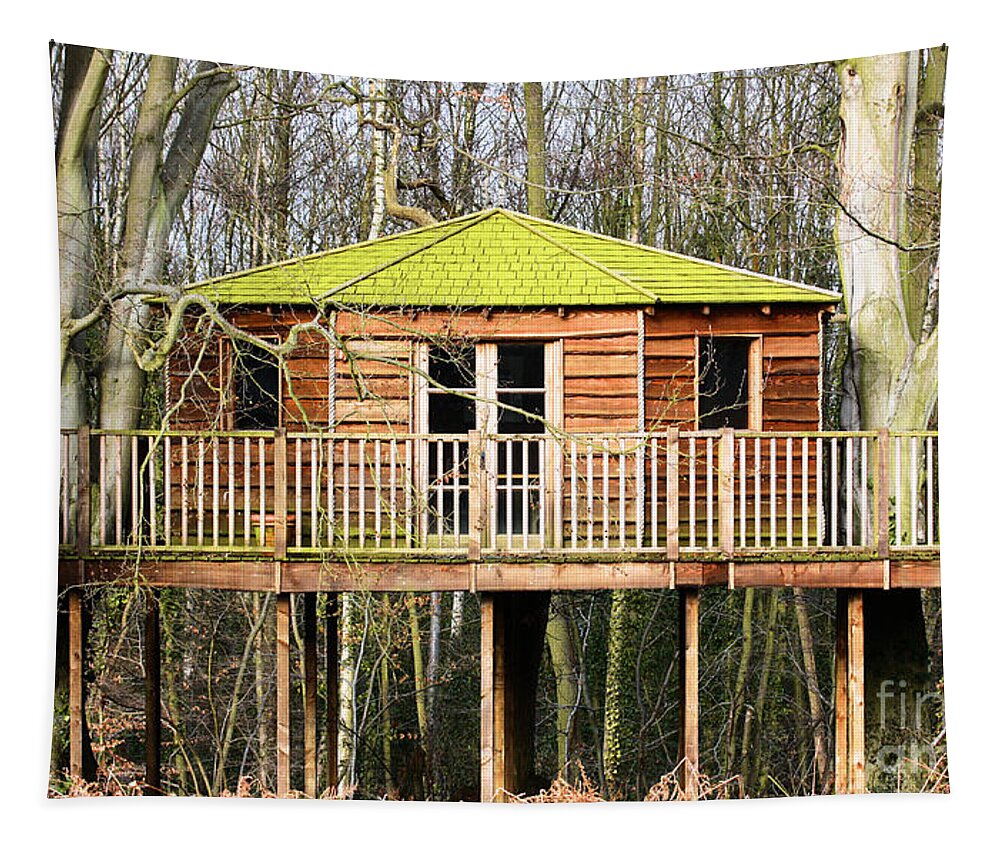 Treehouse Tapestry featuring the photograph Luxury tree house in the woods by Simon Bratt