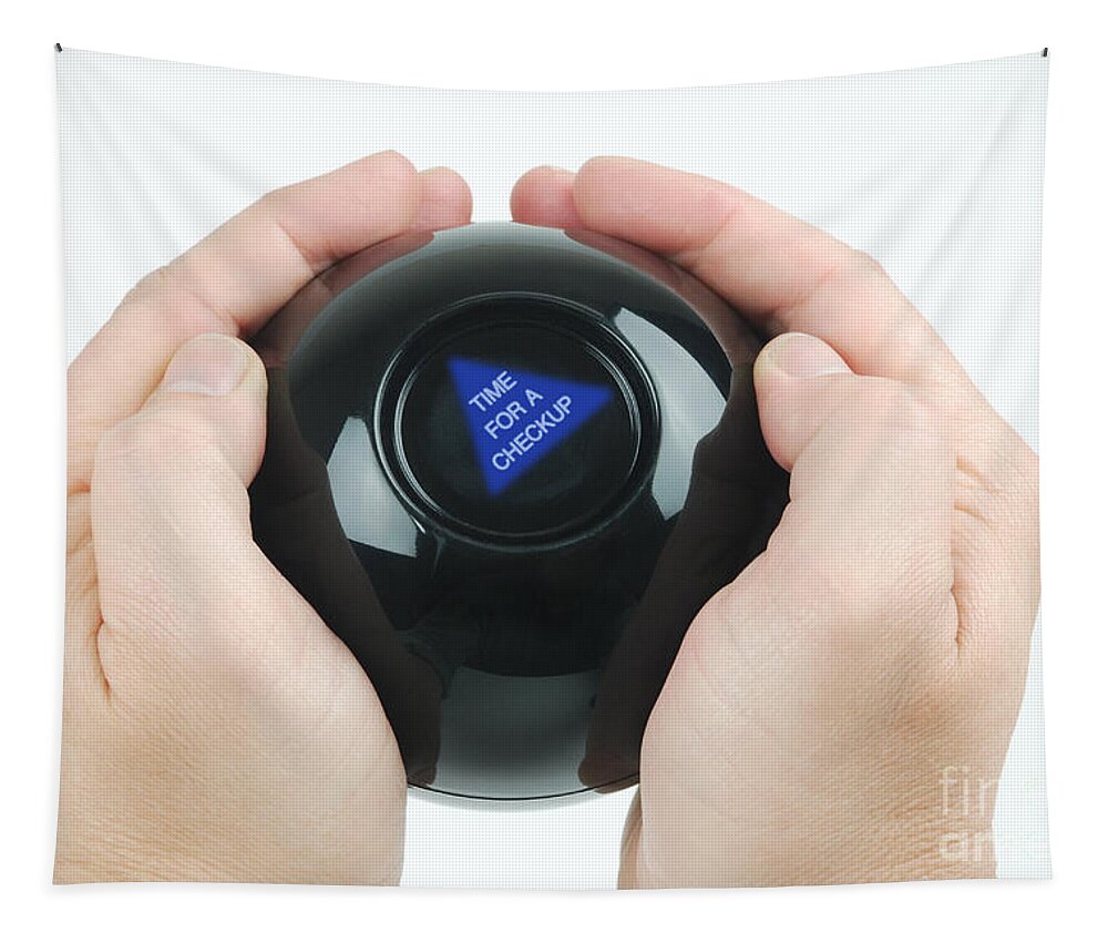 Magic Eight Ball Tapestry featuring the photograph Magic Eight Ball, Time For A Checkup by Photo Researchers, Inc.