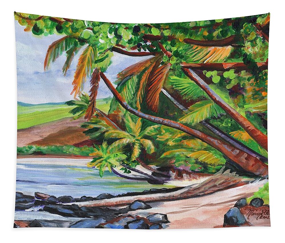 Kauai Tapestry featuring the painting Makaweli Landscape by Marionette Taboniar