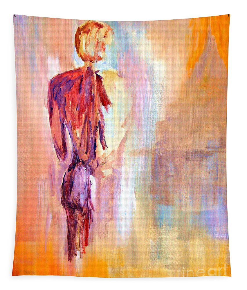 Nude Tapestry featuring the painting Male Nude 2 by Julie Lueders 