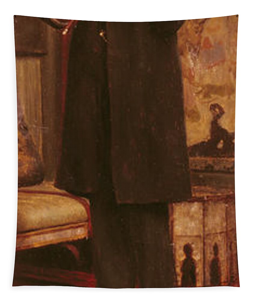 Portrait Tapestry featuring the painting Maurice Sons playing the Violin in Alma by Lawrence Alma-Tadema