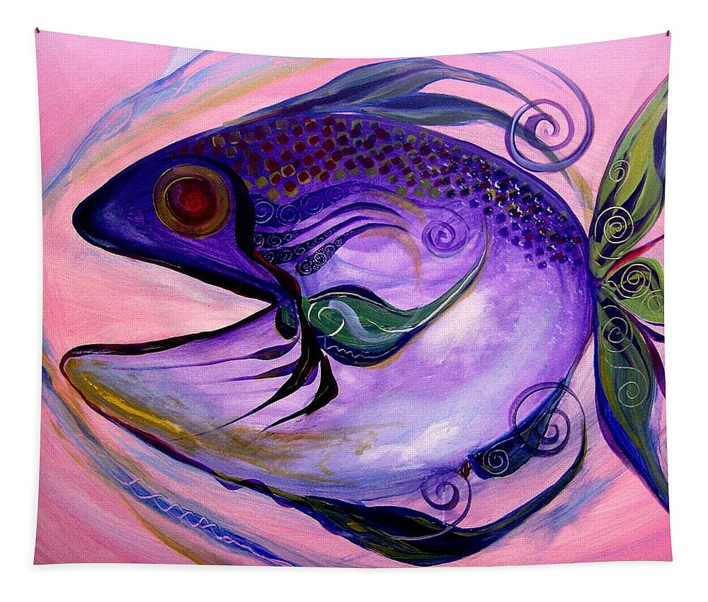 Fish Tapestry featuring the painting Melanie Fish One by J Vincent Scarpace