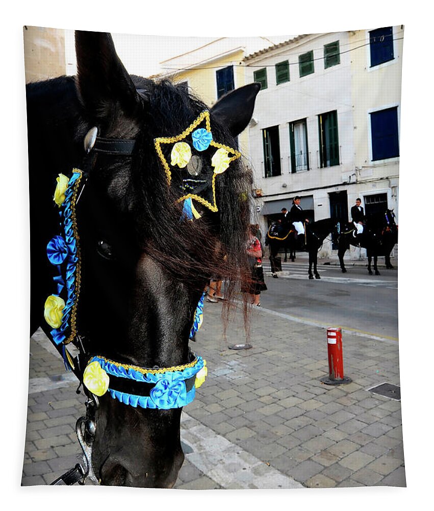 Horse Tapestry featuring the photograph Menorca Horse 1 by Pedro Cardona Llambias