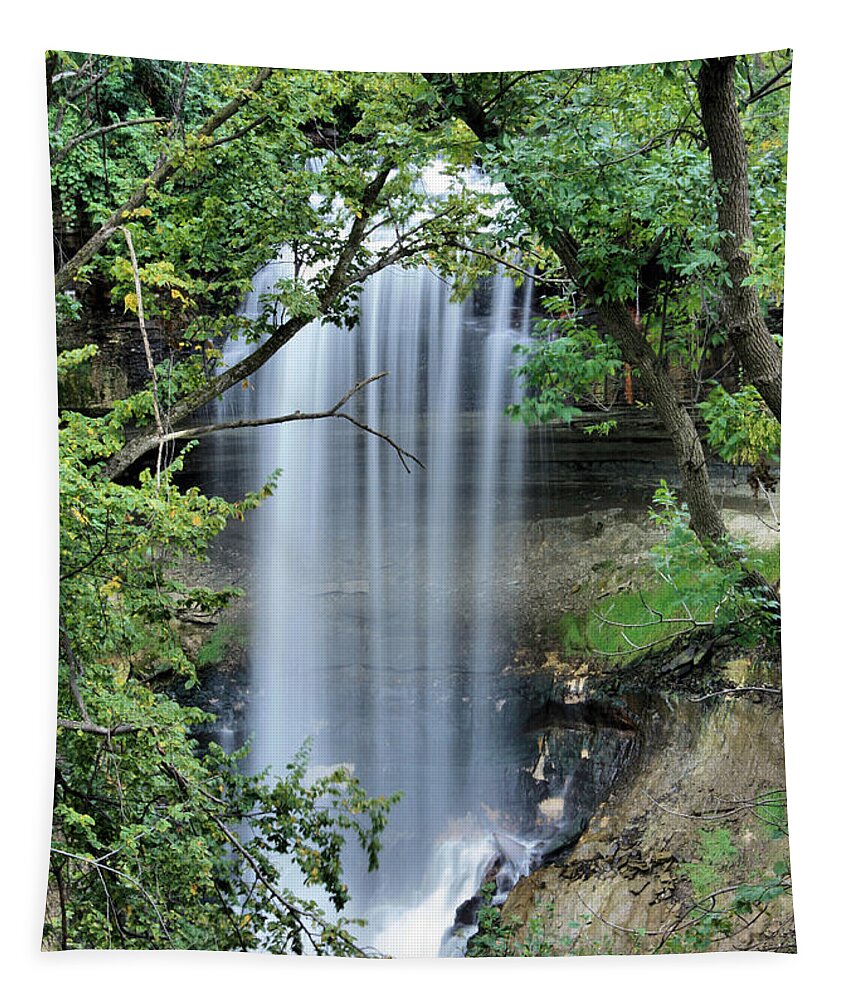 Minnehaha Falls Tapestry featuring the photograph Minnehaha Falls Peek by Kristin Elmquist