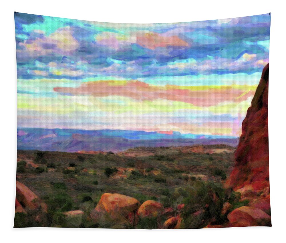 Moab Tapestry featuring the digital art Moab Sky by Gary Baird