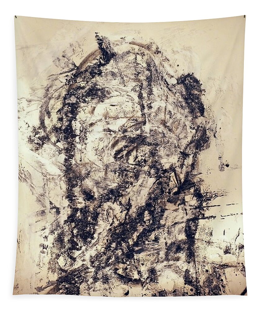 � Tapestry featuring the painting Monoprint Portrait 2 by JC Armbruster