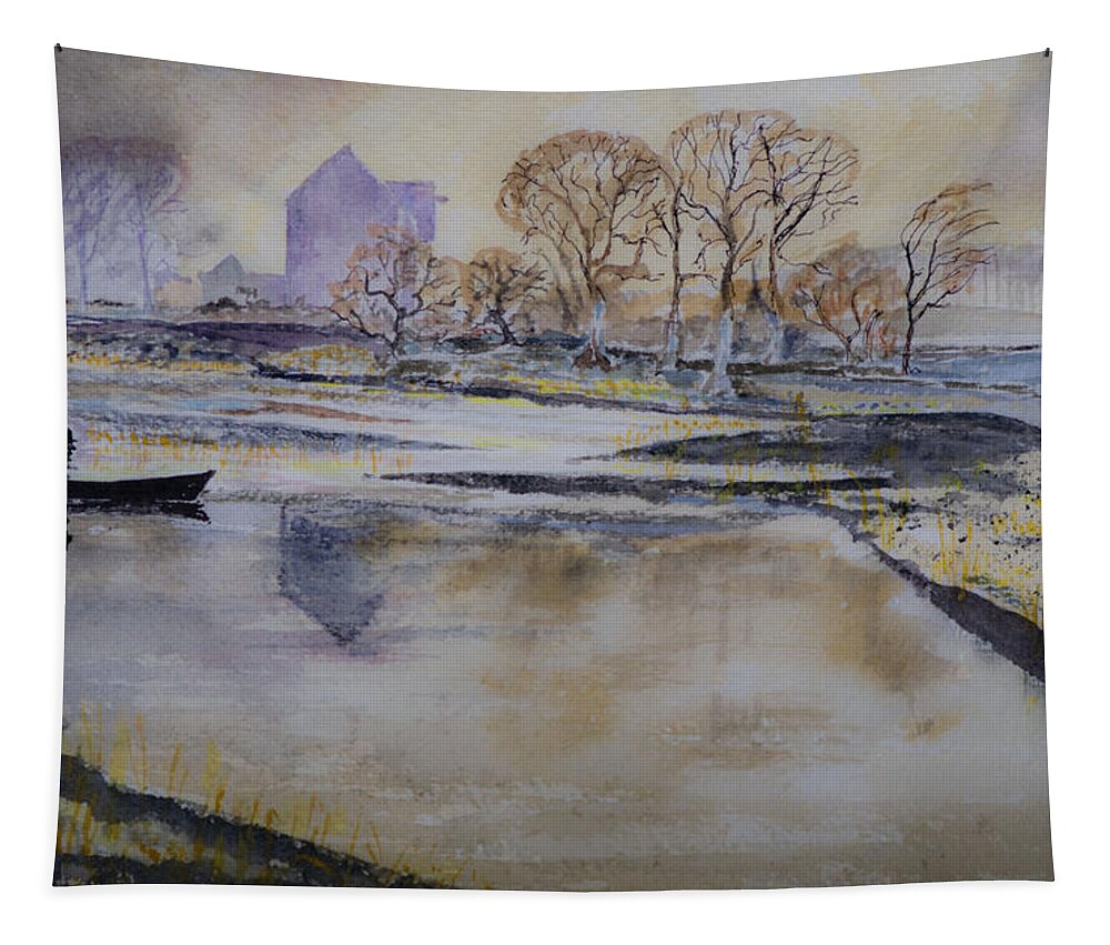 Water Tapestry featuring the painting Morning Calm by Rob Hemphill