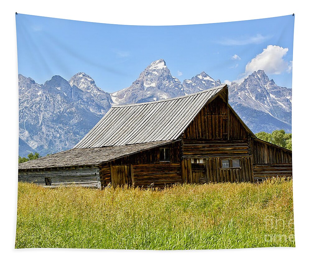 Barn Tapestry featuring the photograph Moulton Barn on Mormon Row by Teresa Zieba