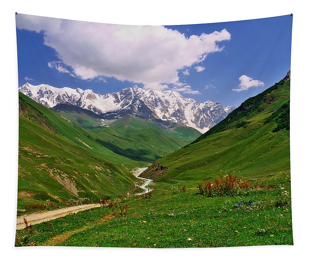Svaneti Tapestry featuring the photograph Mountain valley by Ivan Slosar