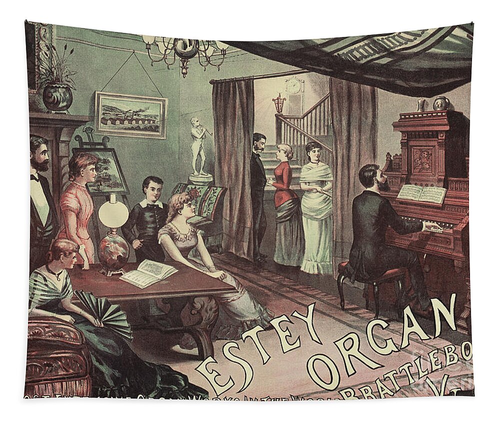 1890 Tapestry featuring the photograph MUSICAL EVENING AD, c1890 by Granger