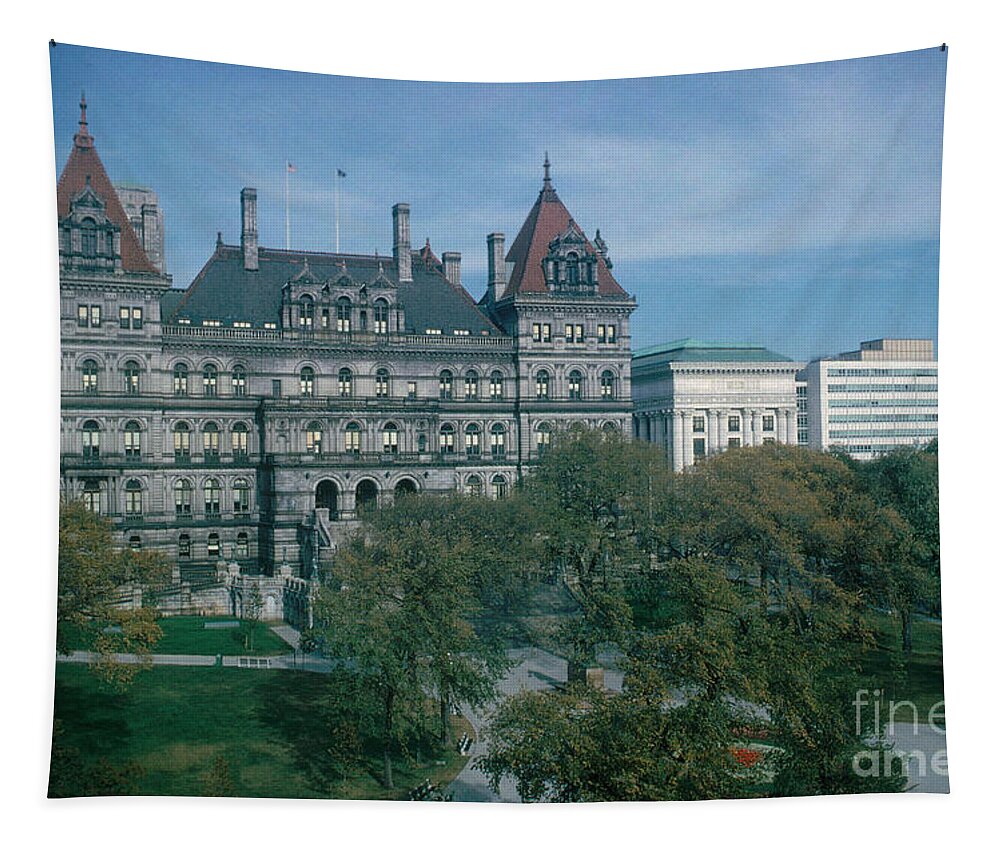 Building Tapestry featuring the photograph New York State Capitol Building by Photo Researchers