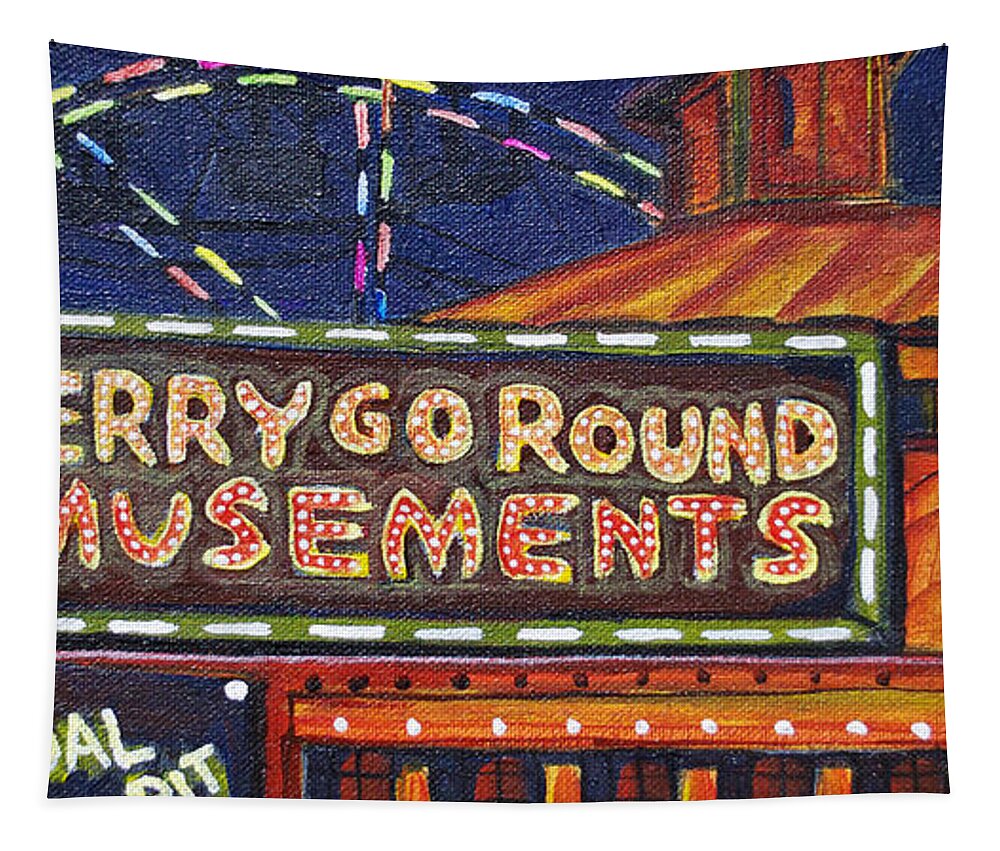 Asbury Park Tapestry featuring the painting Night Merry's by Patricia Arroyo