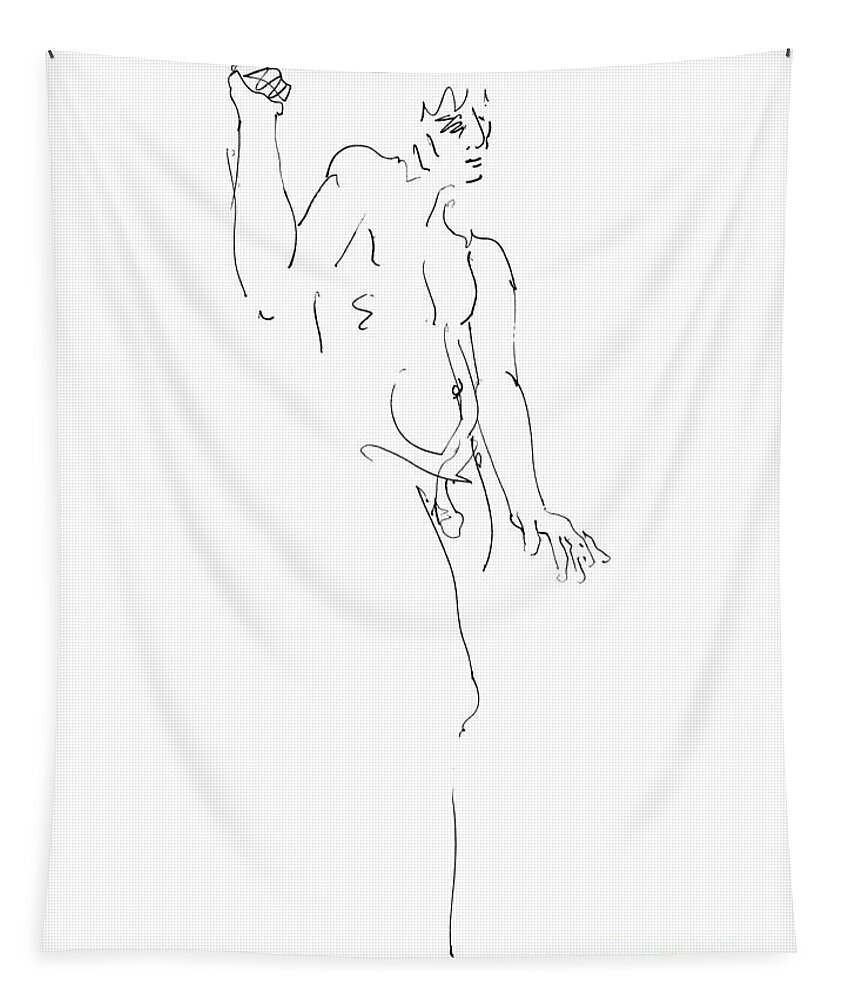 Male Tapestry featuring the drawing Nude_Male_Drawing_26 by Gordon Punt