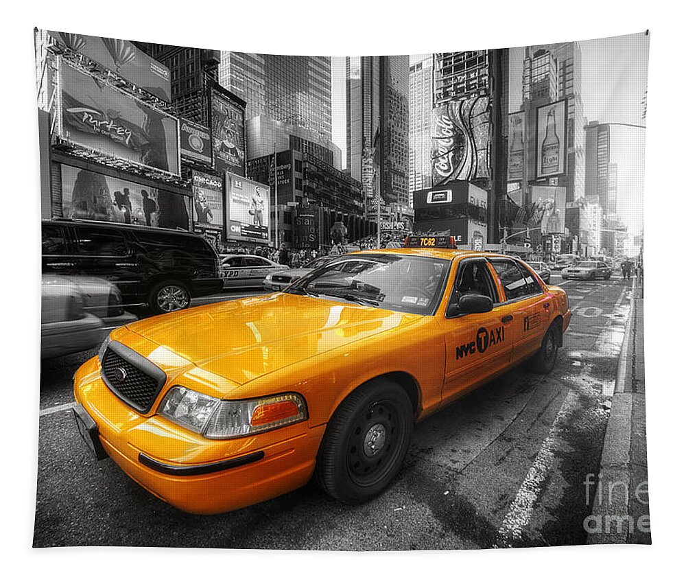 Art Tapestry featuring the photograph NYC Yellow Cab by Yhun Suarez