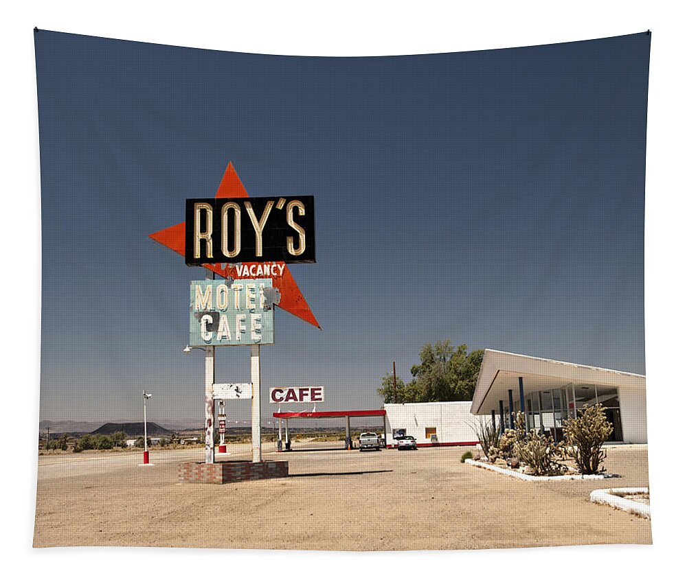Roy's Cafe Tapestry featuring the photograph Route 66 ROYS by Joe Schofield
