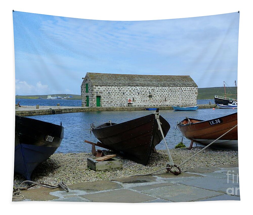 Fishing Tapestry featuring the photograph Old Fishing Boats by Lynn Bolt