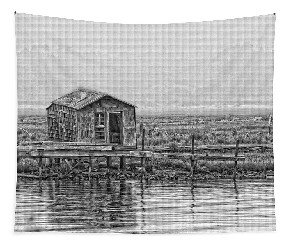 Shack Tapestry featuring the photograph Old Shack at Woodley Island by Betty Depee